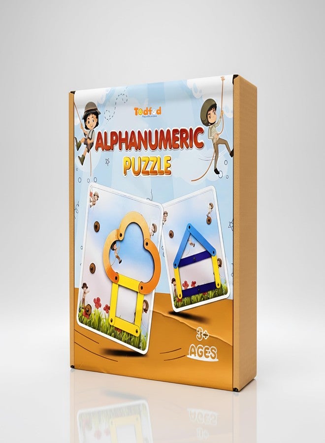 TodFod Wooden Alphanumeric Puzzle Learning Board for Kids - 28 Pcs Educational Toy Set with Letters, Numbers & Shapes | Early Childhood Montessori Activity Puzzle for Toddlers & Children - Image 1